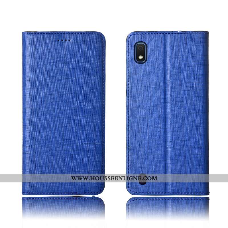 Coque Samsung Galaxy A10 Cuir Véritable Cuir Étoile Fluide Doux Bleu Étui