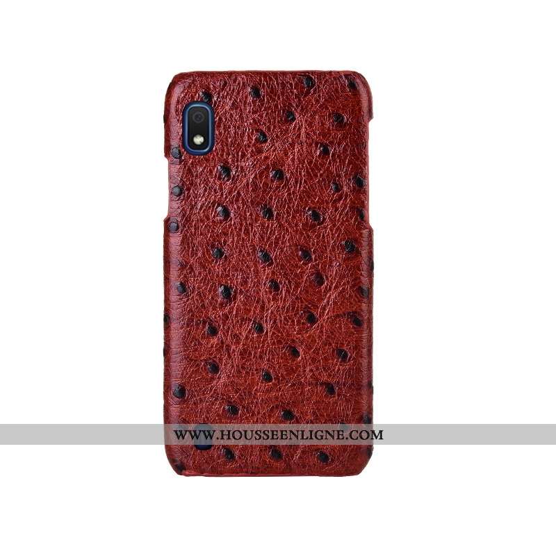 Coque Samsung Galaxy A10 Cuir Véritable Modèle Fleurie Personnalité Protection Incassable Mode Marro