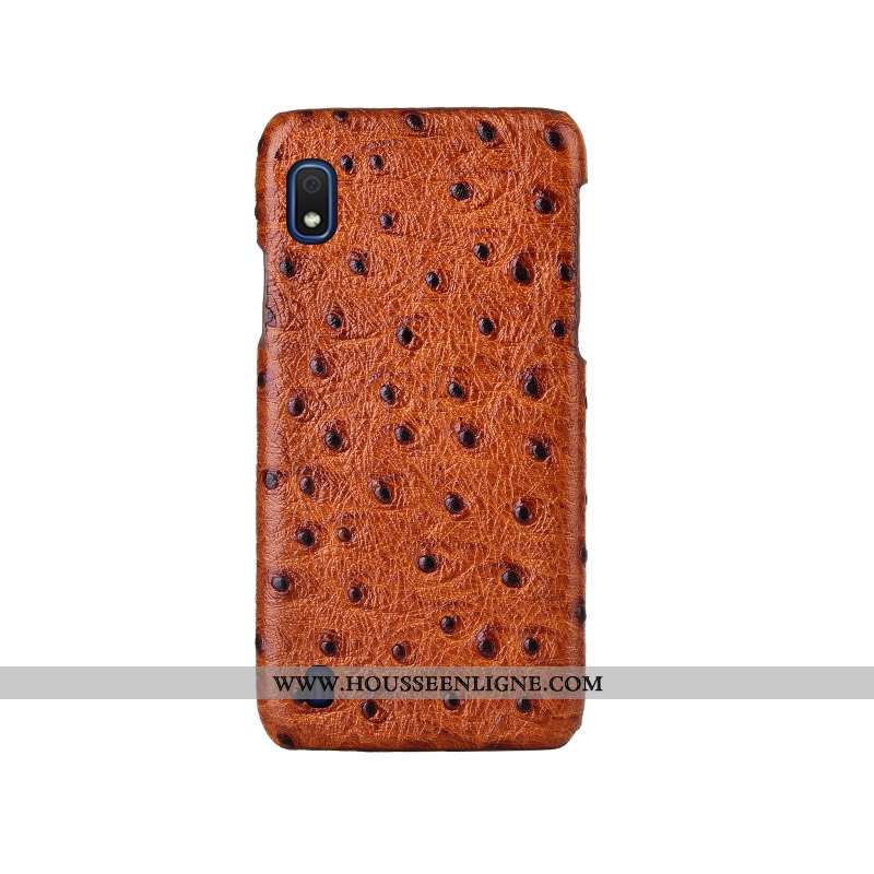 Coque Samsung Galaxy A10 Cuir Véritable Modèle Fleurie Personnalité Protection Incassable Mode Marro