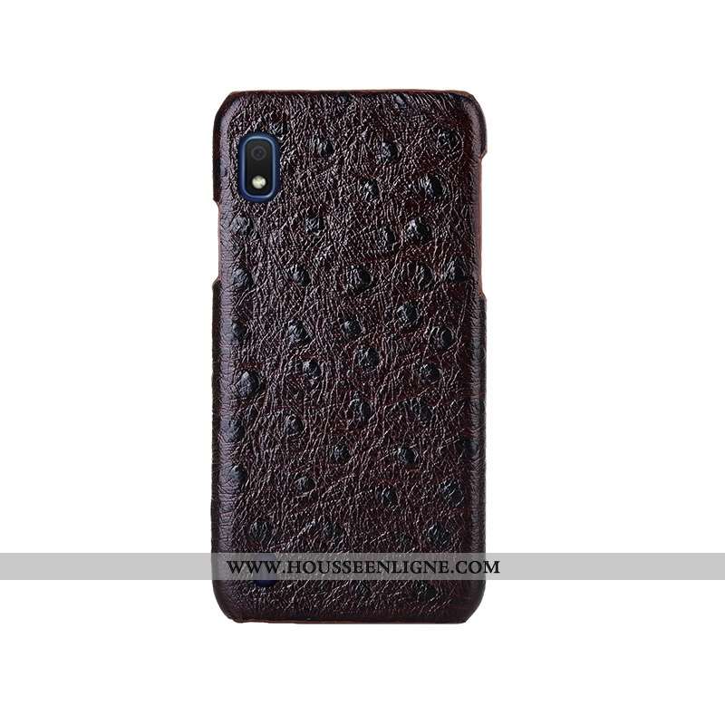 Coque Samsung Galaxy A10 Cuir Véritable Modèle Fleurie Personnalité Protection Incassable Mode Marro