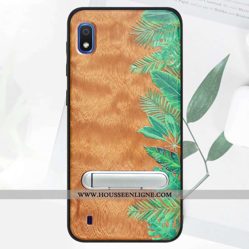Coque Samsung Galaxy A10 En Bois Modèle Fleurie Qualité 2020 Étoile Protection Tout Compris Verte