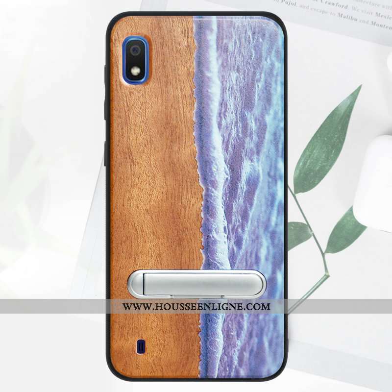 Coque Samsung Galaxy A10 En Bois Modèle Fleurie Qualité 2020 Étoile Protection Tout Compris Verte