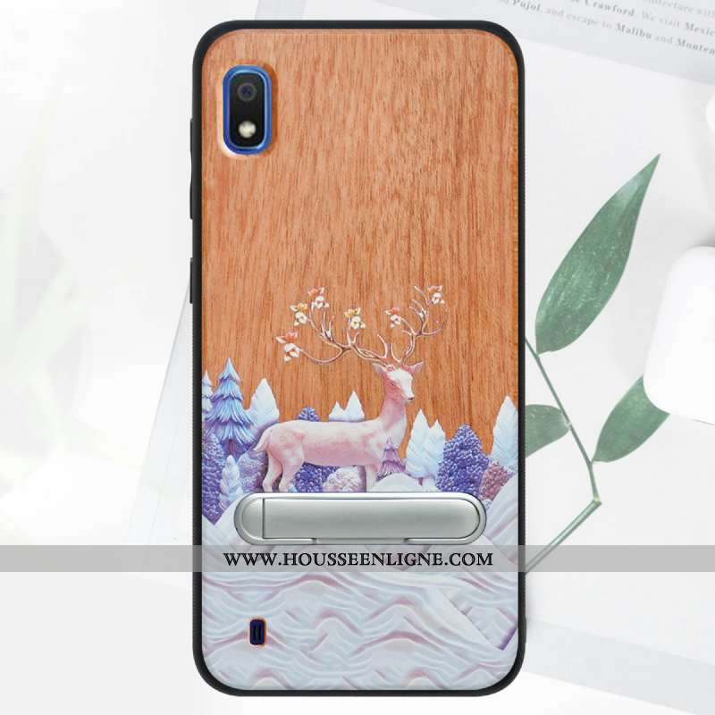 Coque Samsung Galaxy A10 En Bois Modèle Fleurie Qualité 2020 Étoile Protection Tout Compris Verte