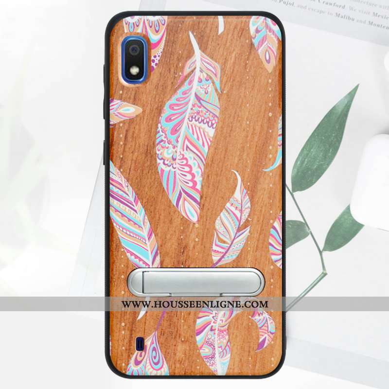 Coque Samsung Galaxy A10 En Bois Modèle Fleurie Qualité 2020 Étoile Protection Tout Compris Verte