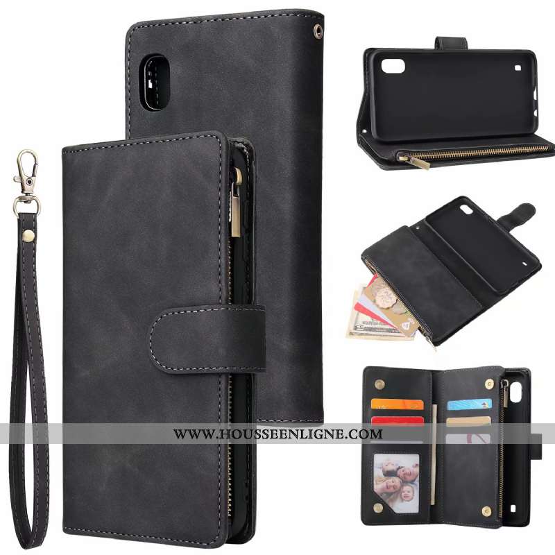Coque Samsung Galaxy A10 Fluide Doux Portefeuille Noir Tout Compris Étui Téléphone Portable Étoile