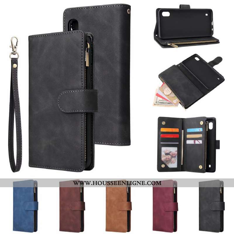 Coque Samsung Galaxy A10 Fluide Doux Portefeuille Noir Tout Compris Étui Téléphone Portable Étoile