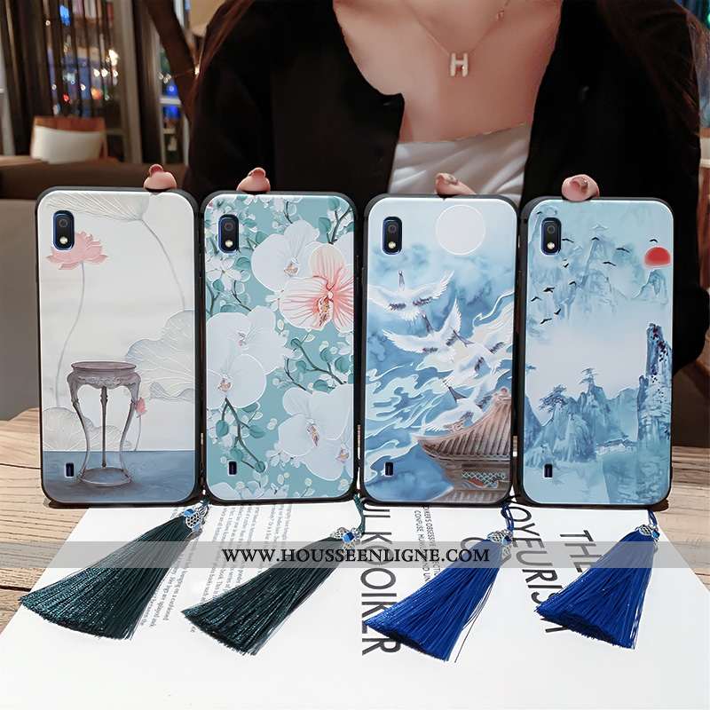 Coque Samsung Galaxy A10 Fluide Doux Silicone Palais Ultra À Franges Protection Vintage Bleu