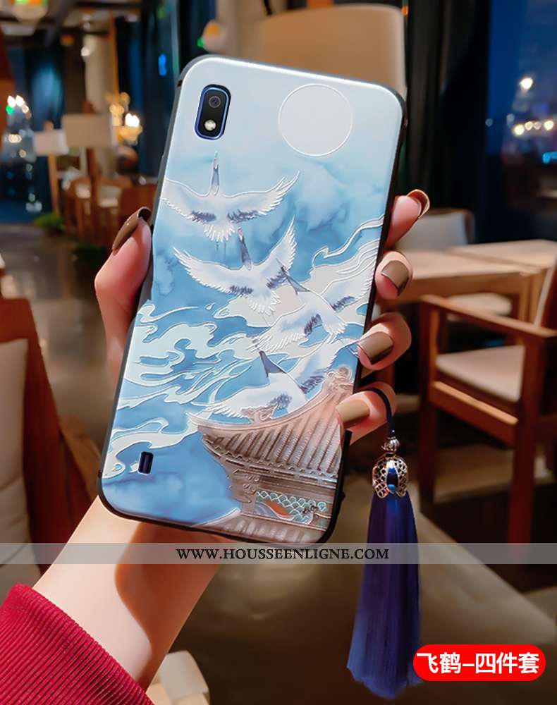 Coque Samsung Galaxy A10 Fluide Doux Silicone Palais Ultra À Franges Protection Vintage Bleu