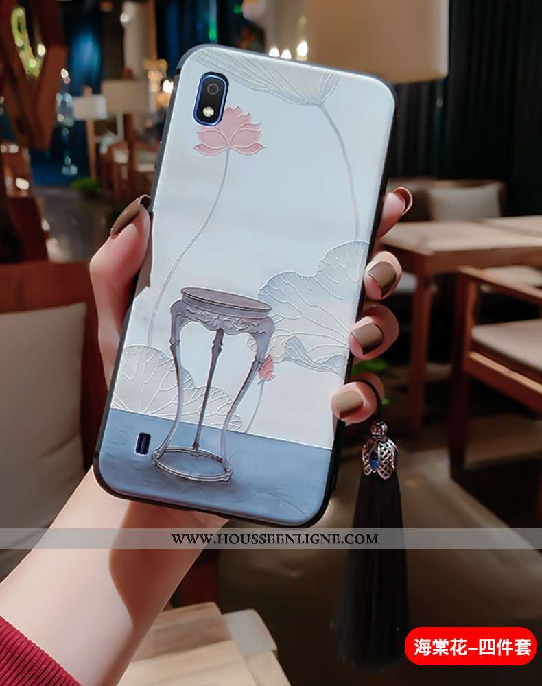 Coque Samsung Galaxy A10 Fluide Doux Silicone Palais Ultra À Franges Protection Vintage Bleu
