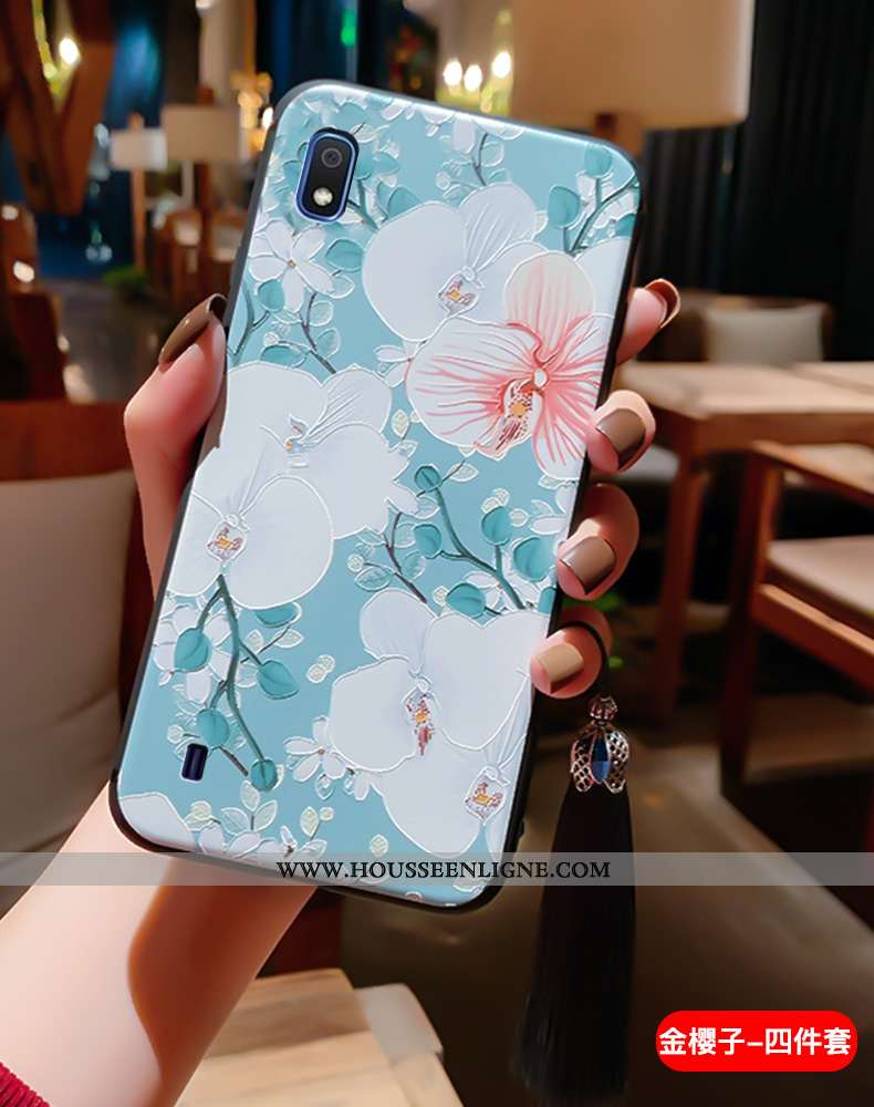 Coque Samsung Galaxy A10 Fluide Doux Silicone Palais Ultra À Franges Protection Vintage Bleu