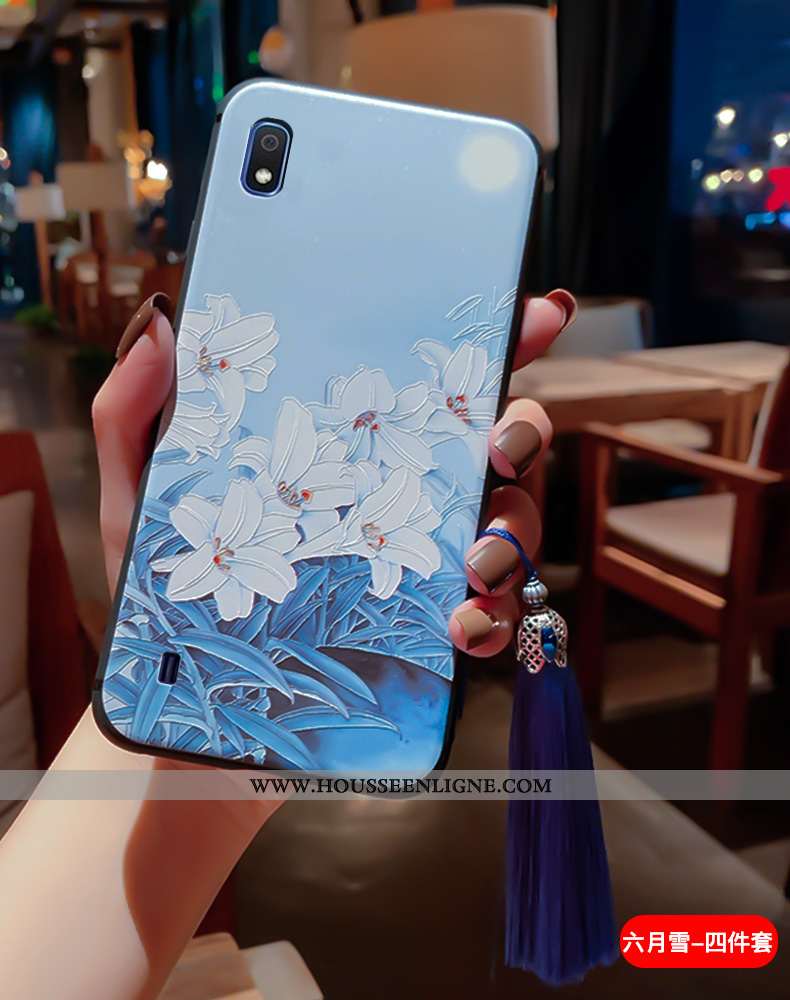 Coque Samsung Galaxy A10 Fluide Doux Silicone Palais Ultra À Franges Protection Vintage Bleu