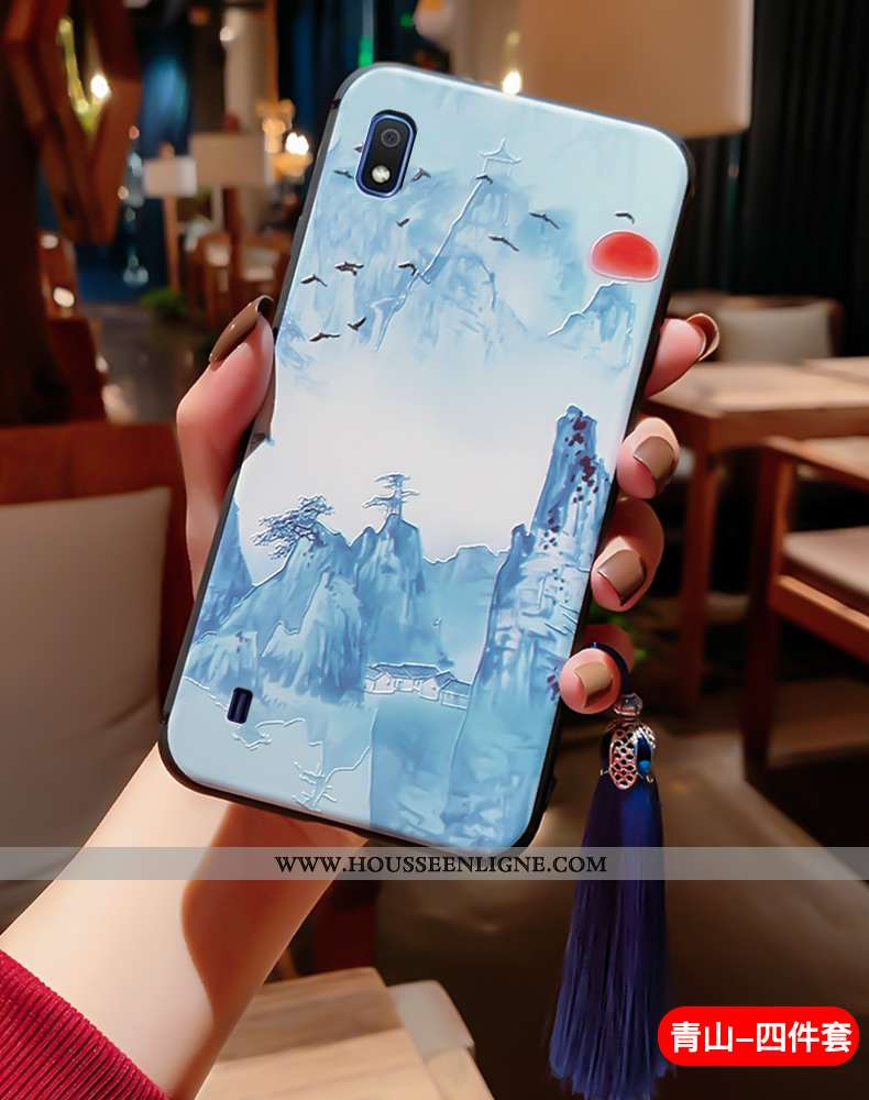 Coque Samsung Galaxy A10 Fluide Doux Silicone Palais Ultra À Franges Protection Vintage Bleu