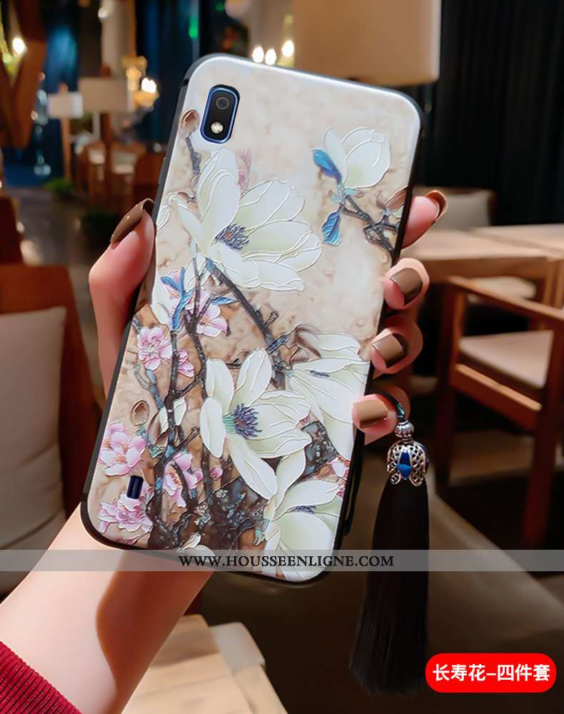 Coque Samsung Galaxy A10 Fluide Doux Silicone Palais Ultra À Franges Protection Vintage Bleu