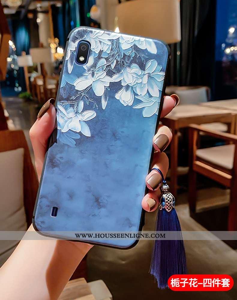 Coque Samsung Galaxy A10 Fluide Doux Silicone Palais Ultra À Franges Protection Vintage Bleu
