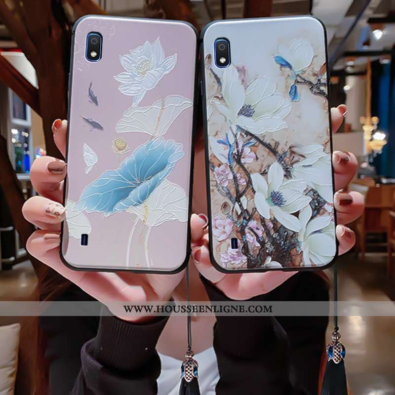Coque Samsung Galaxy A10 Fluide Doux Silicone Palais Ultra À Franges Protection Vintage Bleu