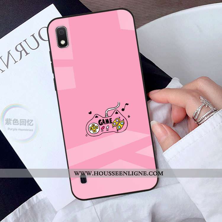 Coque Samsung Galaxy A10 Personnalité Dessin Animé Étoile Rose Verre Téléphone Portable Charmant
