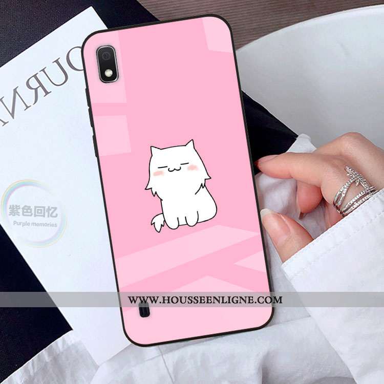 Coque Samsung Galaxy A10 Personnalité Dessin Animé Étoile Rose Verre Téléphone Portable Charmant