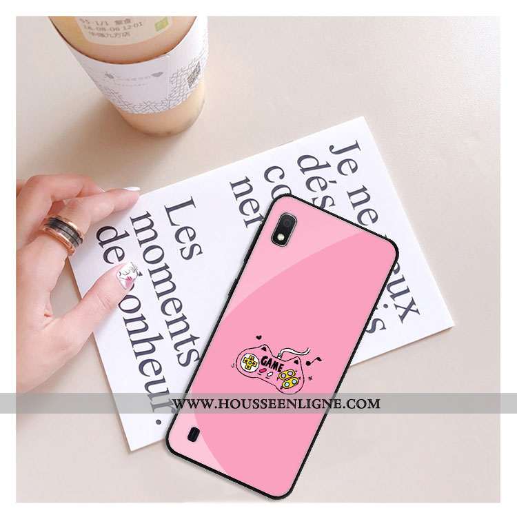 Coque Samsung Galaxy A10 Personnalité Dessin Animé Étoile Rose Verre Téléphone Portable Charmant