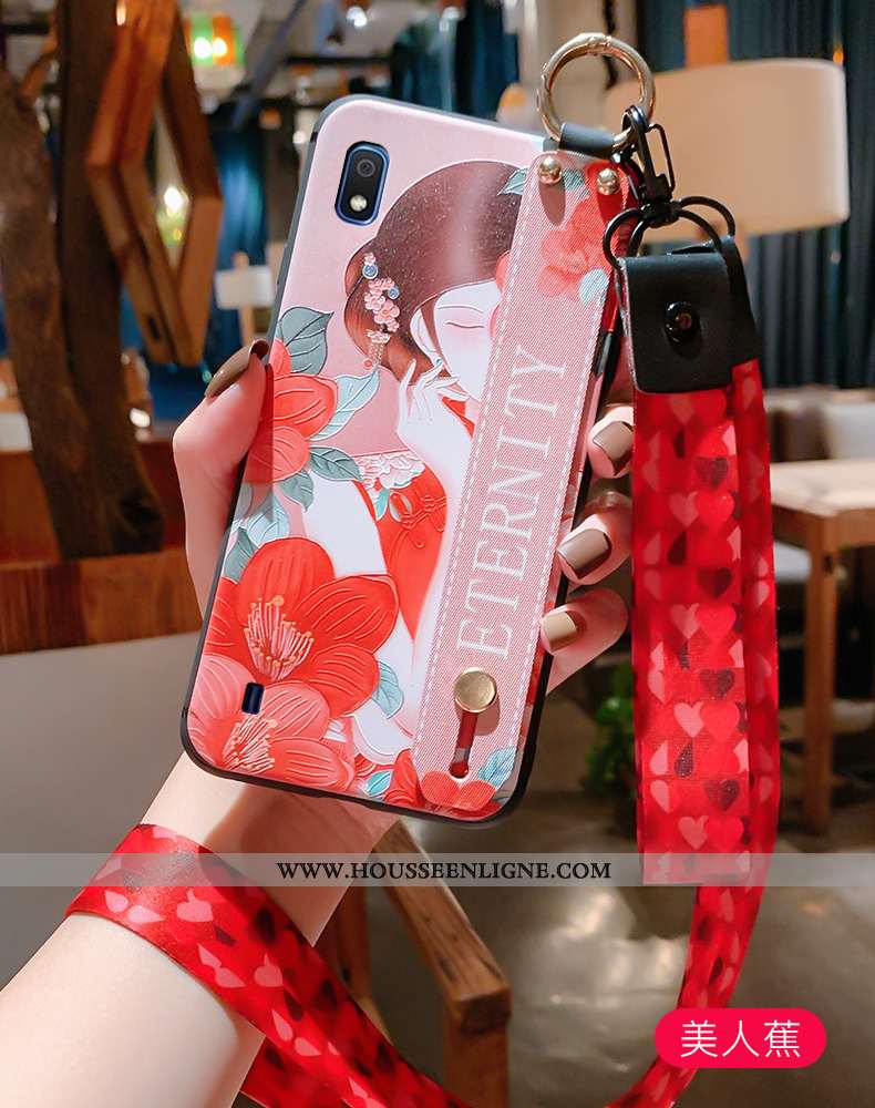 Coque Samsung Galaxy A10 Protection Ornements Suspendus Gaufrage Incassable Vintage Étui Fluide Doux