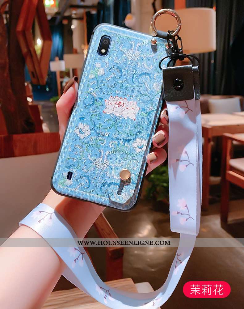 Coque Samsung Galaxy A10 Protection Ornements Suspendus Gaufrage Incassable Vintage Étui Fluide Doux