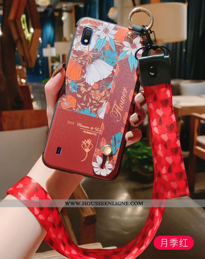 Coque Samsung Galaxy A10 Protection Ornements Suspendus Gaufrage Incassable Vintage Étui Fluide Doux