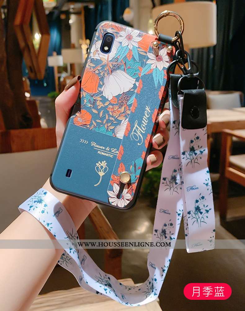 Coque Samsung Galaxy A10 Protection Ornements Suspendus Gaufrage Incassable Vintage Étui Fluide Doux