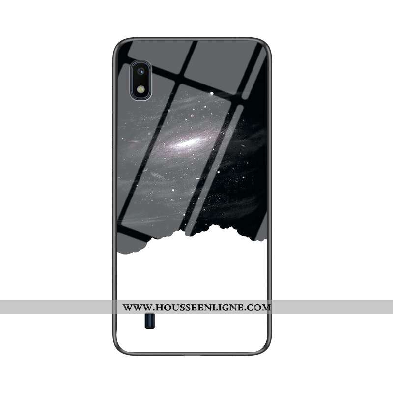 Coque Samsung Galaxy A10 Verre Tendance Fluide Doux Étui Net Rouge Téléphone Portable Bleu Foncé