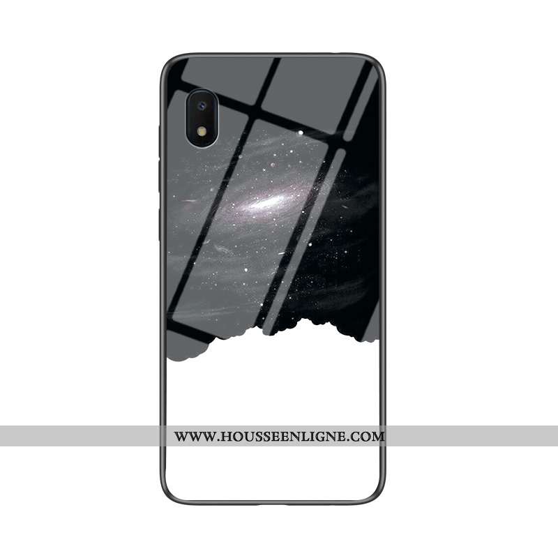 Coque Samsung Galaxy A10 Verre Tendance Fluide Doux Étui Net Rouge Téléphone Portable Bleu Foncé