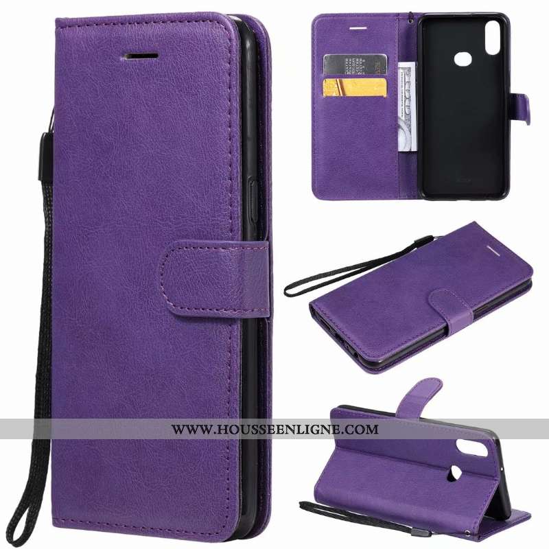 Coque Samsung Galaxy A10s Cuir Clamshell Téléphone Portable Étui Couleur Unie Étoile Rouge