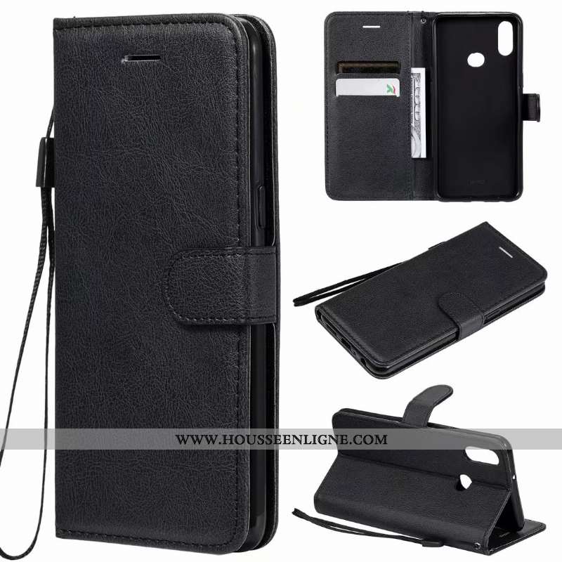 Coque Samsung Galaxy A10s Cuir Clamshell Téléphone Portable Étui Couleur Unie Étoile Rouge