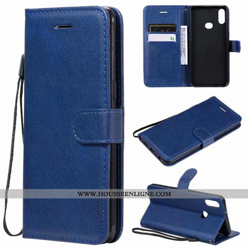 Coque Samsung Galaxy A10s Cuir Clamshell Téléphone Portable Étui Couleur Unie Étoile Rouge