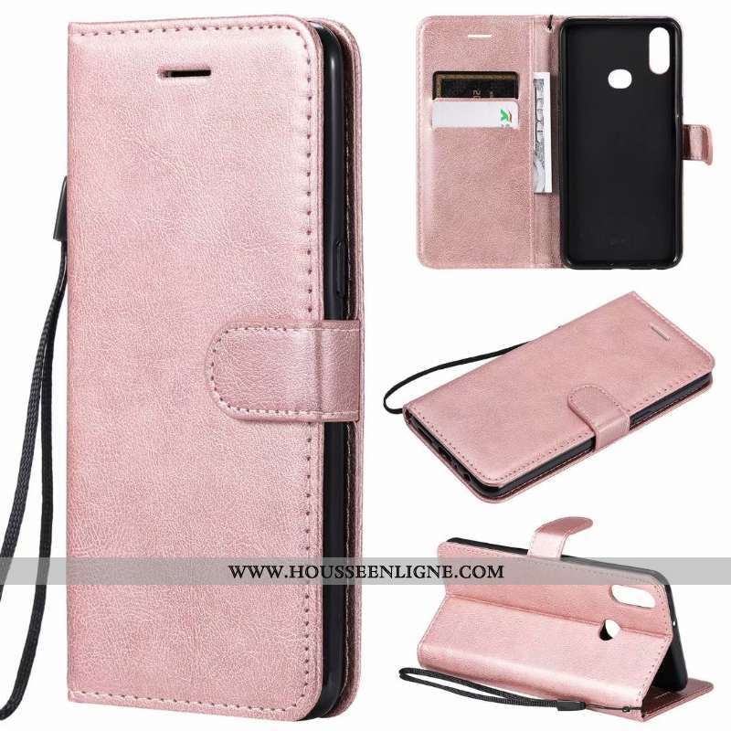Coque Samsung Galaxy A10s Cuir Clamshell Téléphone Portable Étui Couleur Unie Étoile Rouge