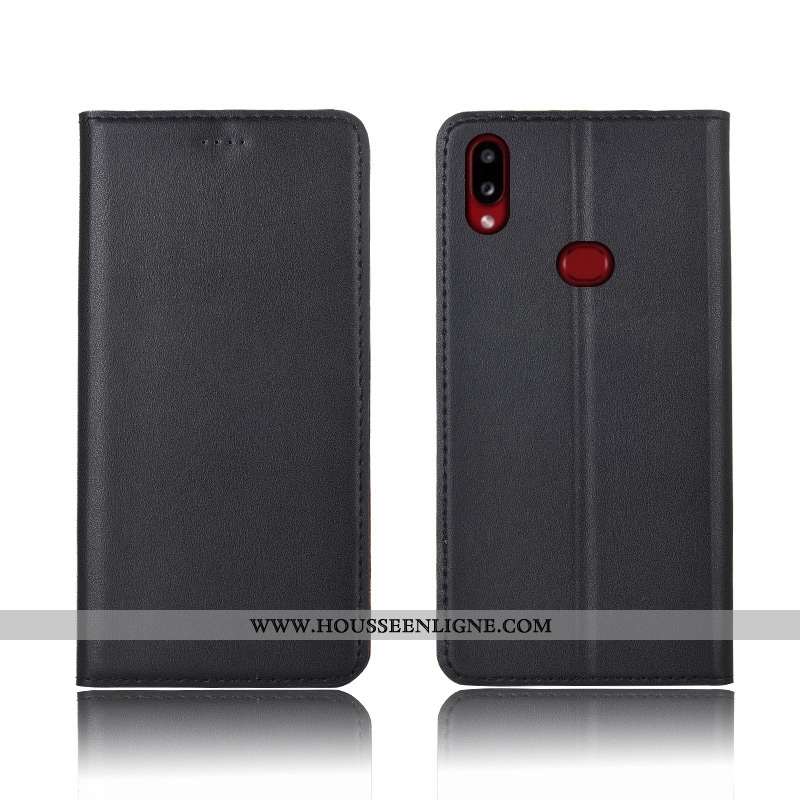 Coque Samsung Galaxy A10s Cuir Véritable Tendance Housse Téléphone Portable Étui Délavé En Daim Étoi