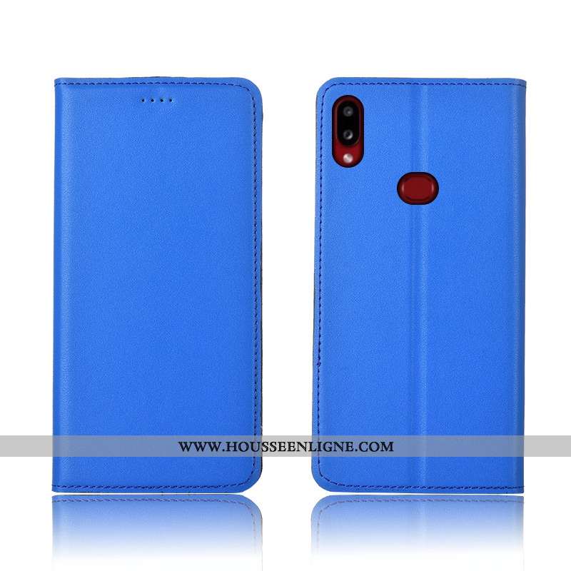 Coque Samsung Galaxy A10s Cuir Véritable Tendance Housse Téléphone Portable Étui Délavé En Daim Étoi
