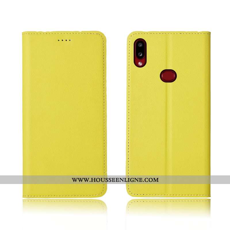 Coque Samsung Galaxy A10s Cuir Véritable Tendance Housse Téléphone Portable Étui Délavé En Daim Étoi