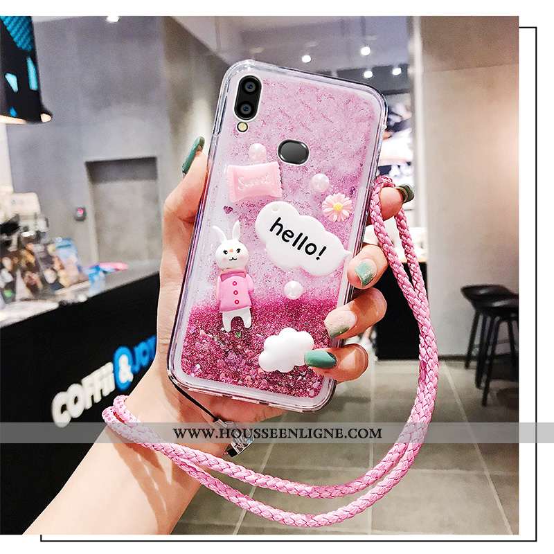 Coque Samsung Galaxy A10s Ornements Suspendus Personnalité Silicone Rose Téléphone Portable Net Roug