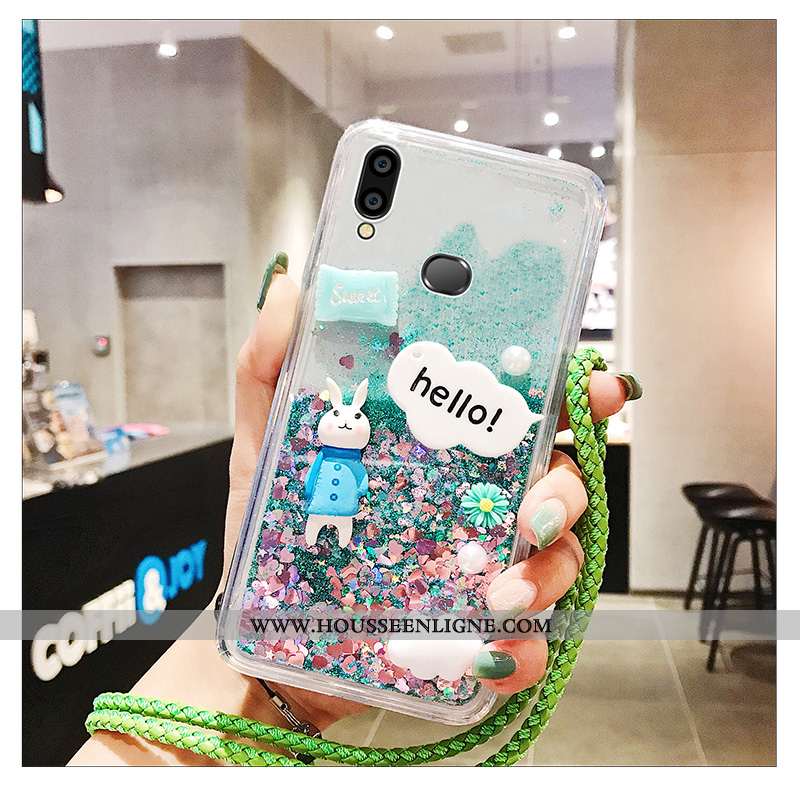 Coque Samsung Galaxy A10s Ornements Suspendus Personnalité Silicone Rose Téléphone Portable Net Roug