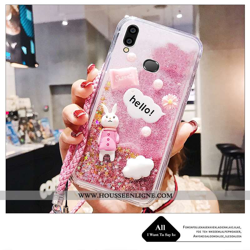 Coque Samsung Galaxy A10s Ornements Suspendus Personnalité Silicone Rose Téléphone Portable Net Roug