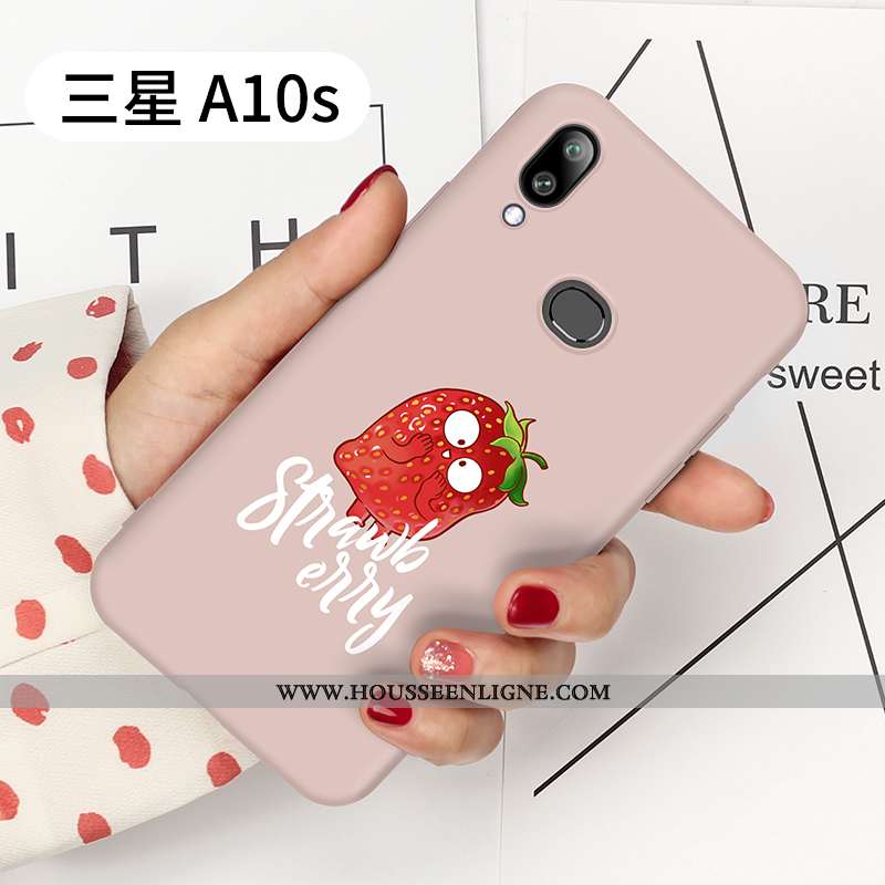 Coque Samsung Galaxy A10s Protection Personnalité Net Rouge Fluide Doux Étui Silicone Rose