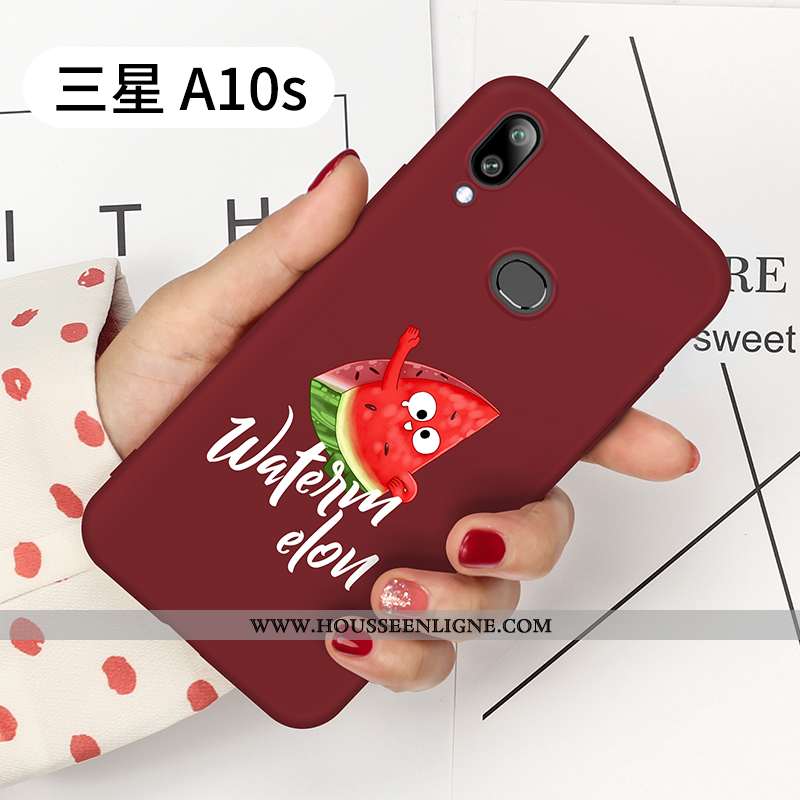 Coque Samsung Galaxy A10s Protection Personnalité Net Rouge Fluide Doux Étui Silicone Rose