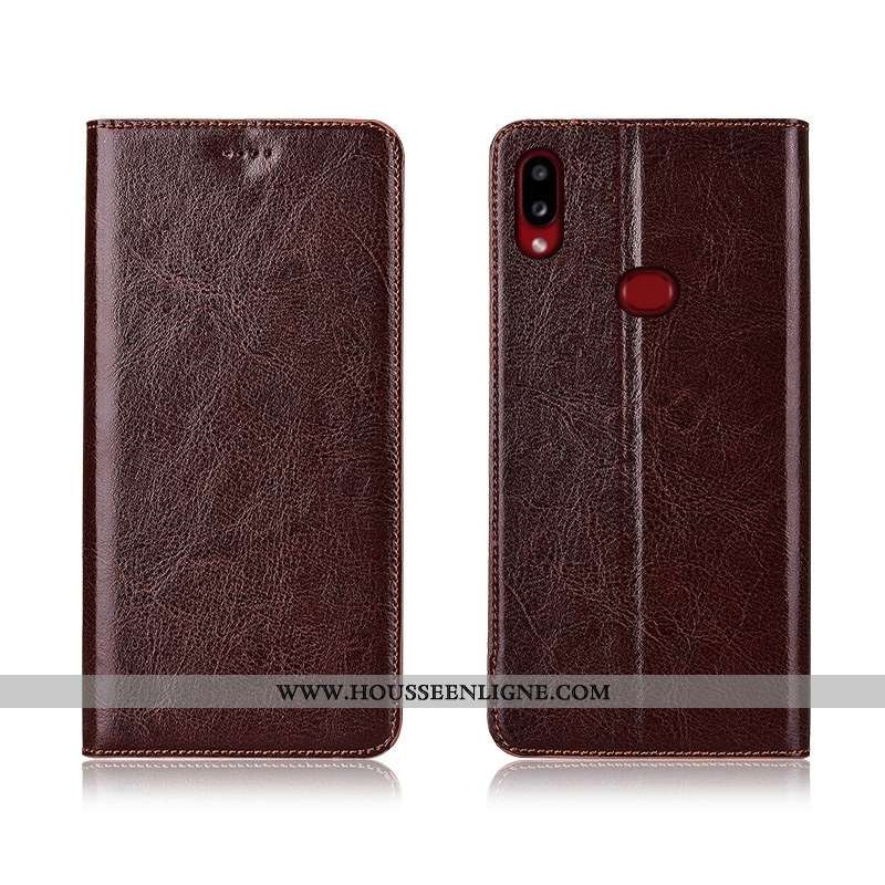Coque Samsung Galaxy A10s Silicone Protection Délavé En Daim Cuir Véritable Modèle Fleurie Téléphone