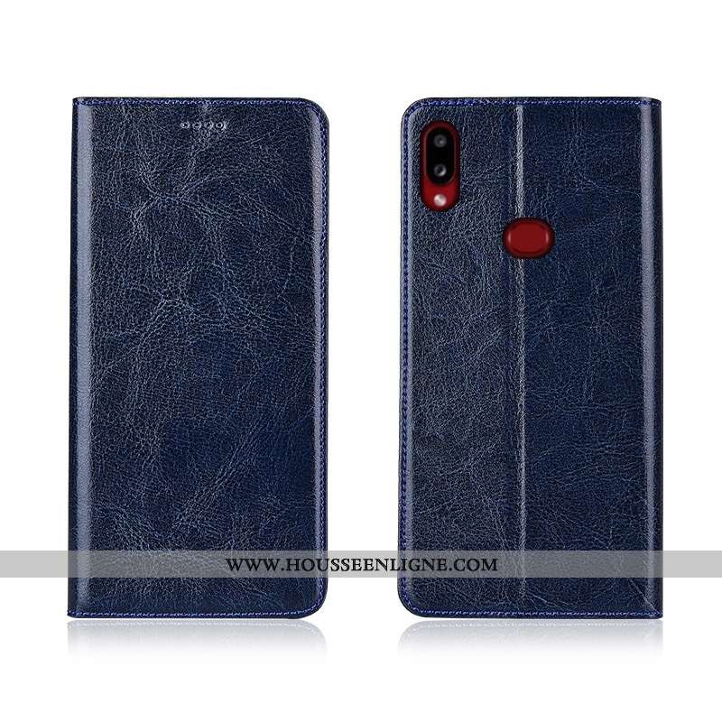 Coque Samsung Galaxy A10s Silicone Protection Délavé En Daim Cuir Véritable Modèle Fleurie Téléphone