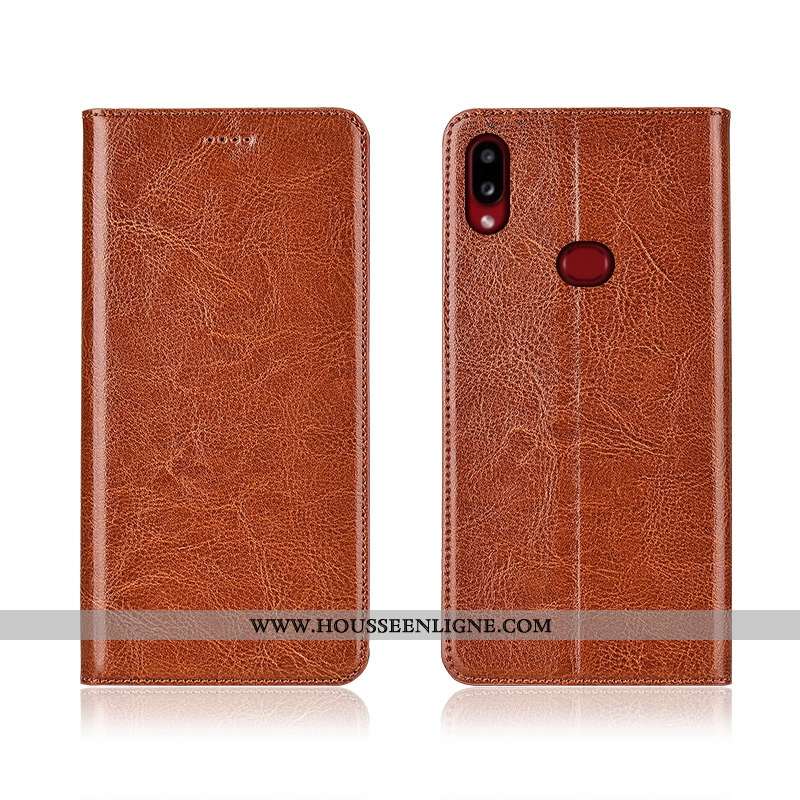 Coque Samsung Galaxy A10s Silicone Protection Délavé En Daim Cuir Véritable Modèle Fleurie Téléphone