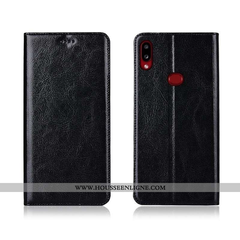 Coque Samsung Galaxy A10s Silicone Protection Délavé En Daim Cuir Véritable Modèle Fleurie Téléphone