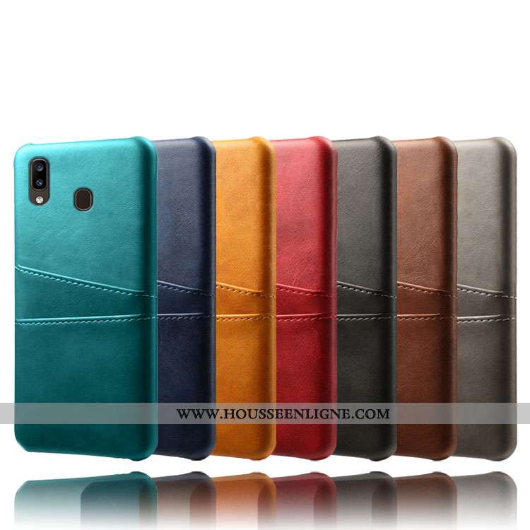 Coque Samsung Galaxy A20e Cuir Modèle Fleurie Vert Étoile Protection Carte Verte