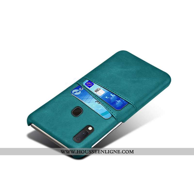 Coque Samsung Galaxy A20e Cuir Modèle Fleurie Vert Étoile Protection Carte Verte