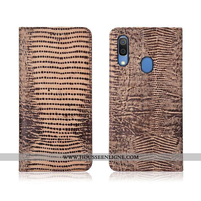 Coque Samsung Galaxy A20e Protection Cuir Véritable Étoile Téléphone Portable Étui Incassable Marron