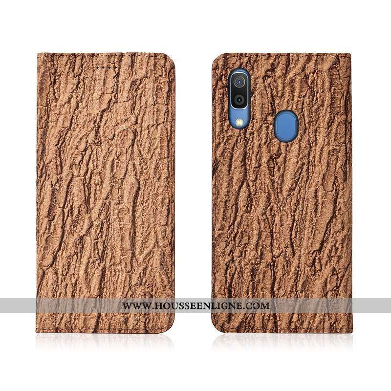 Coque Samsung Galaxy A20e Protection Cuir Véritable Étui Étoile Clamshell Incassable Rouge