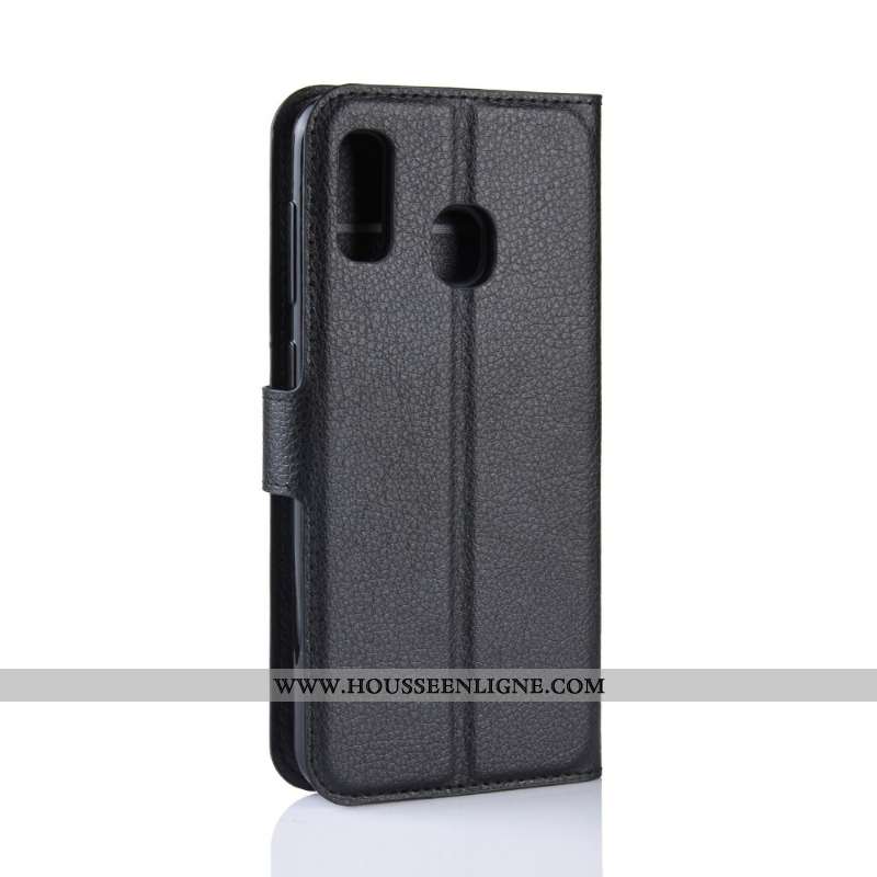 Coque Samsung Galaxy A20e Protection Cuir Étui Étoile Modèle Fleurie Téléphone Portable Noir