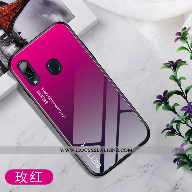 Coque Samsung Galaxy A20e Verre Ornements Suspendus Téléphone Portable Dégradé Support Bleu Étoile